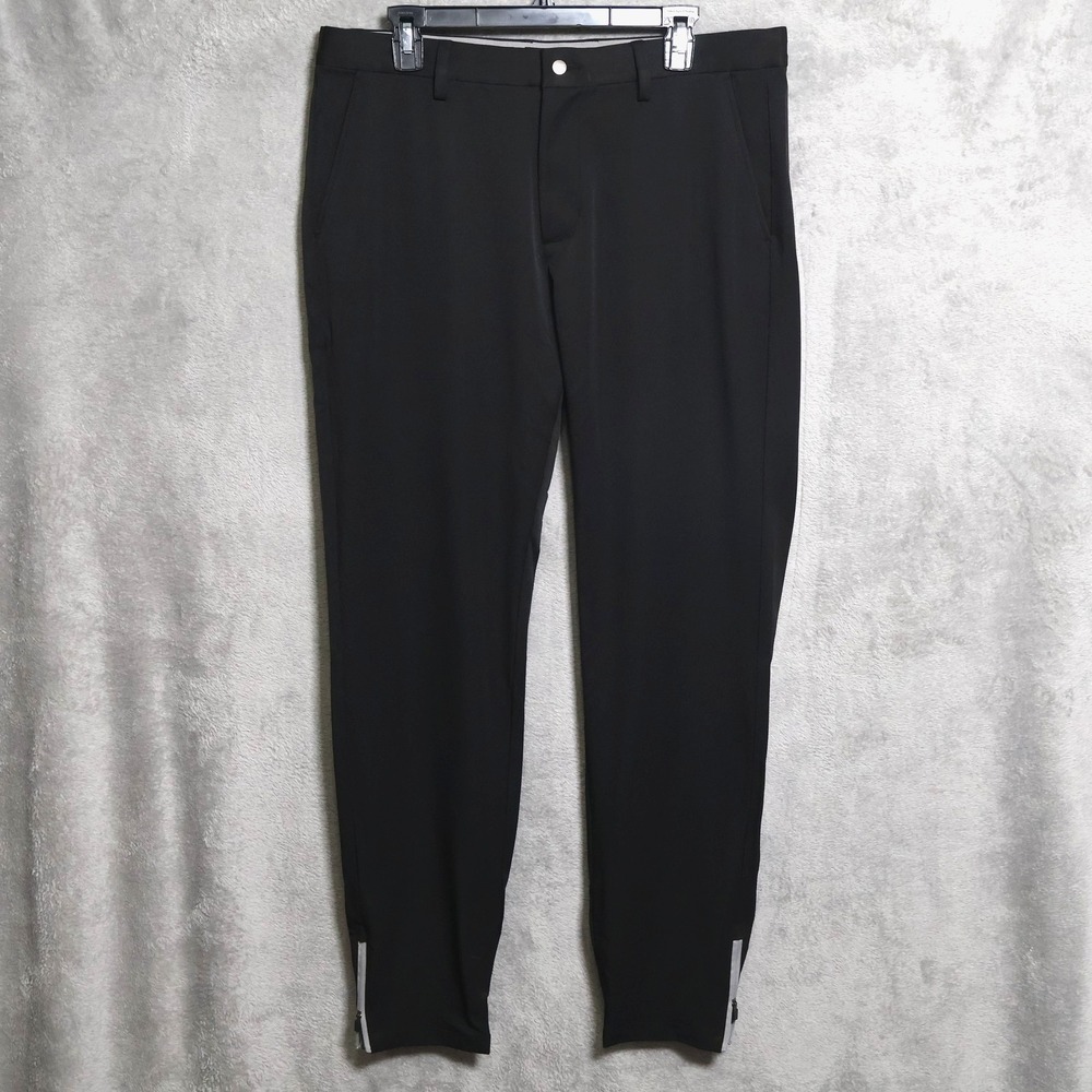 Avalon Golf Pants Mens 36 L Black Performance Jogger Stretch Zip Cuffs Preppy